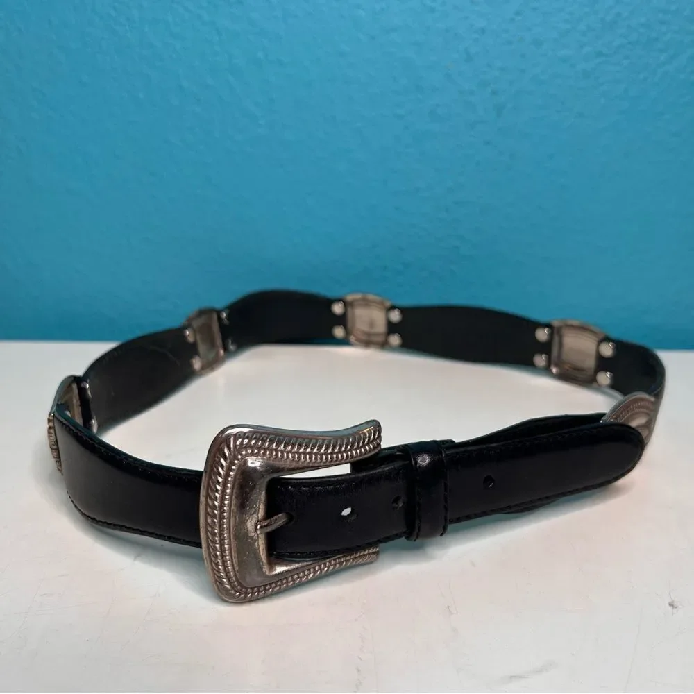 Fossil vintage leather silver detailing chunky links